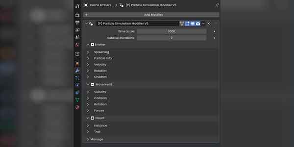 پلاگین بلندر Particle Simulation Modifier