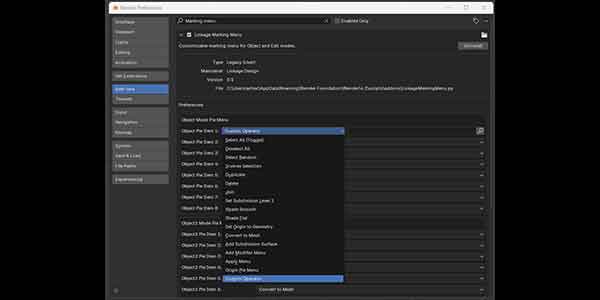 پلاگین بلندر Linkage Marking Menu