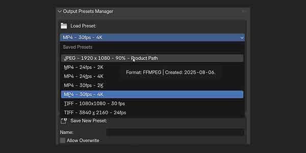 پلاگین بلندر Render Output Presets And Manager