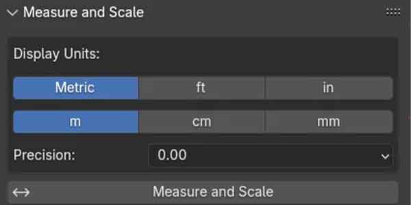 پلاگین بلندر Measure and Scale